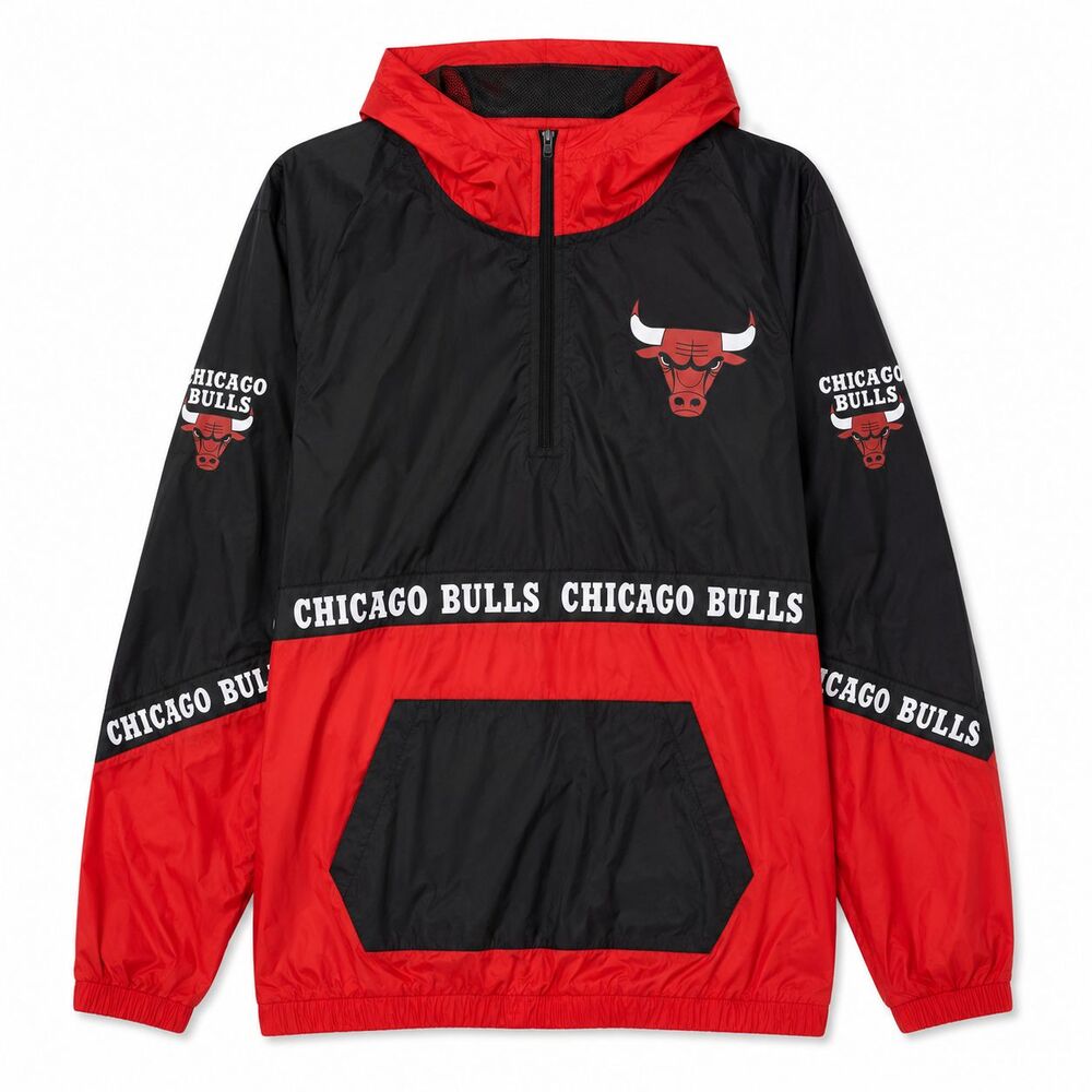 Vintage Pro Player Chicago Bulls Jacket Mens XL Half Zip Hooded Windbreaker Gorp